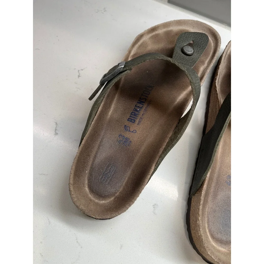 Birkenstock Gizeh Olive Green Birko-Flor Thong Sandals Mens 43 L12 M10 Germany